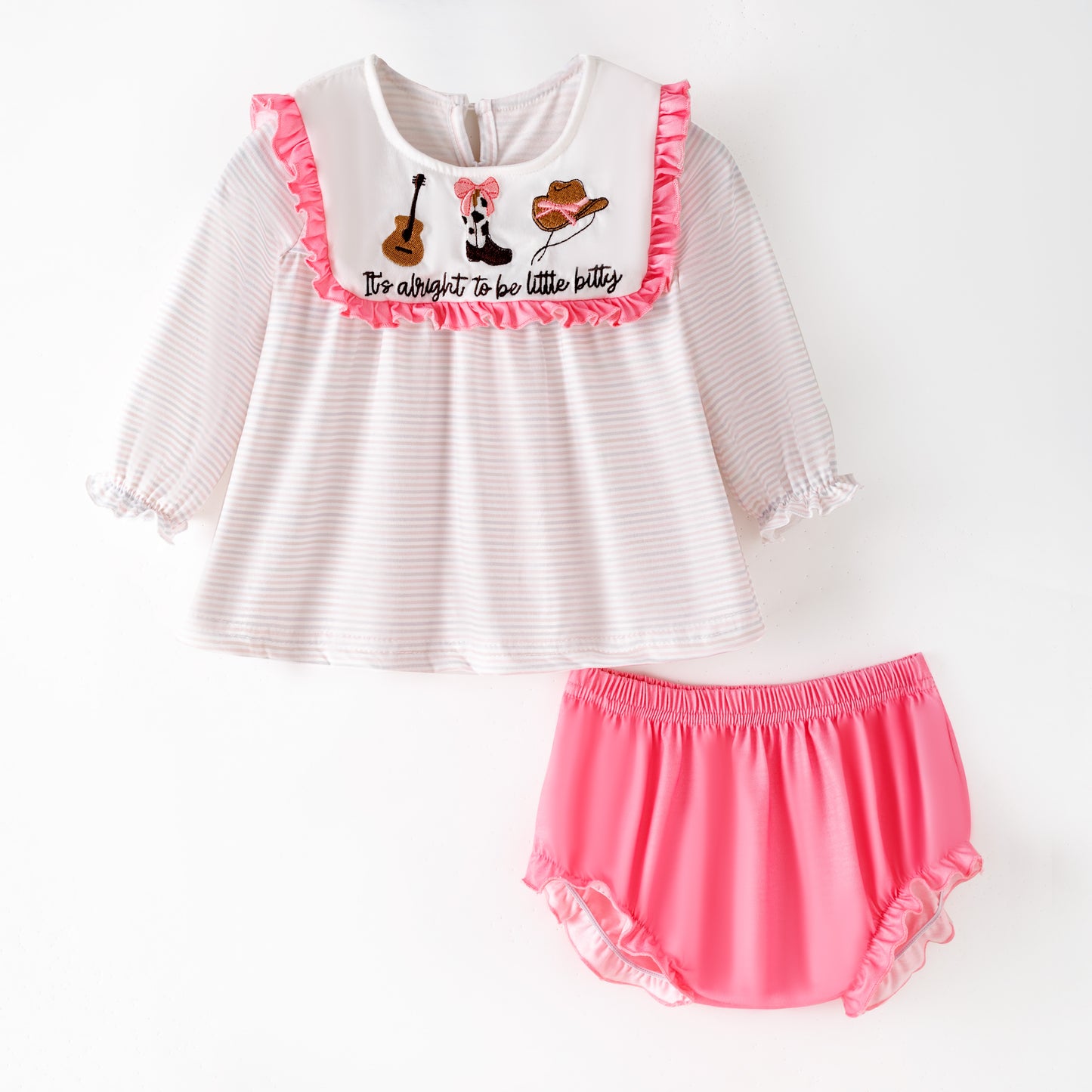 Kids Western Embroidered Outfit Set – Guitar, Boots & Cowboy Hat Design