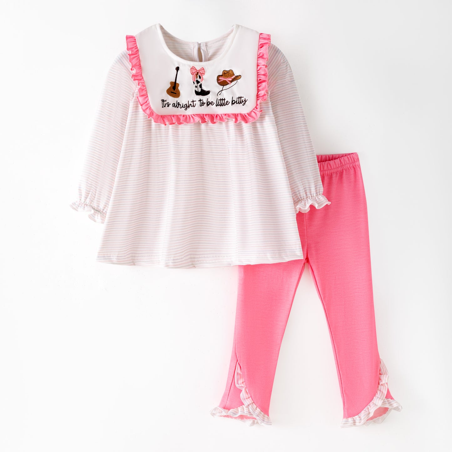 Kids Western Embroidered Outfit Set – Guitar, Boots & Cowboy Hat Design
