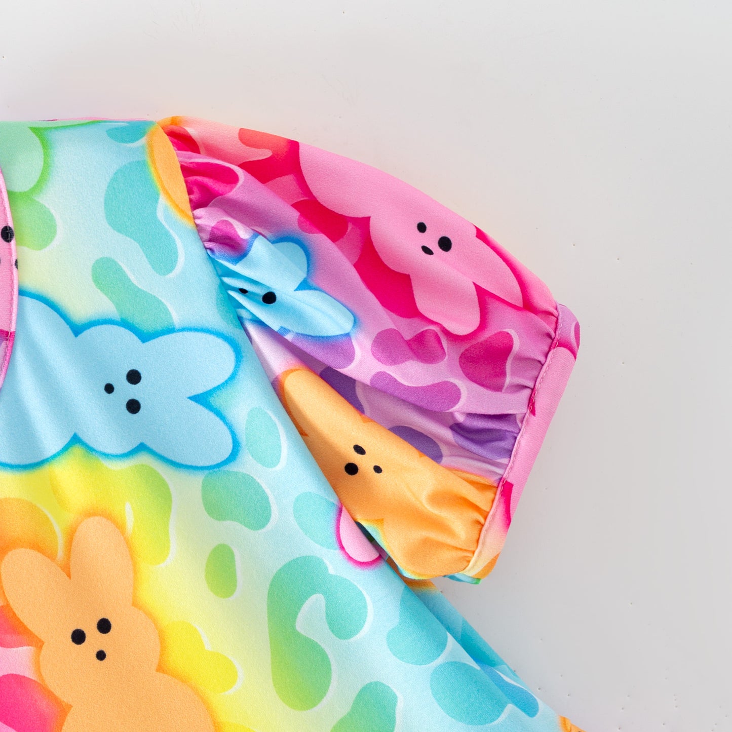 Kids Easter Colorful Plaid Bunny Print Twirl Dress
