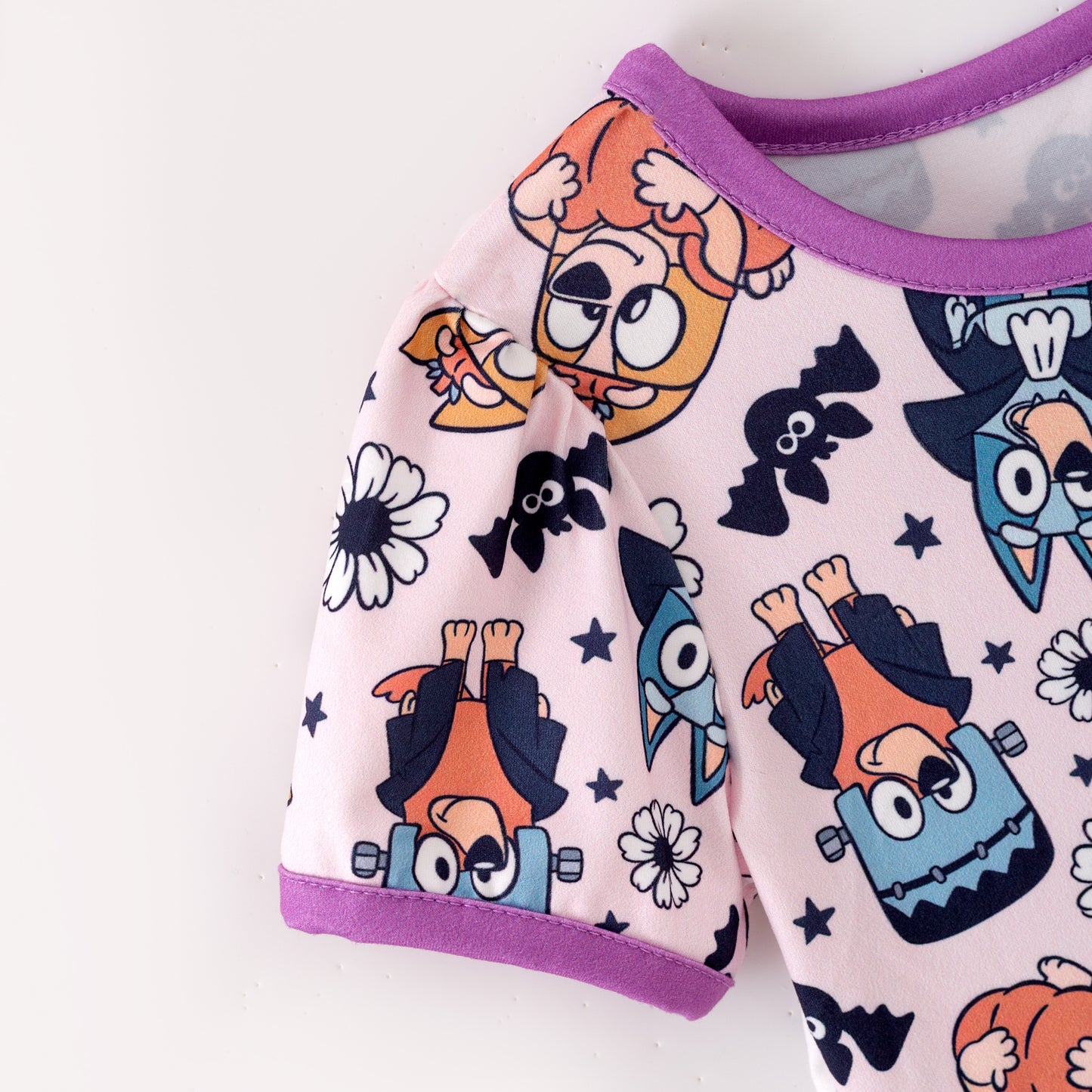 Girls Halloween Ghost Buley Bat Print Soft Twirl Dress