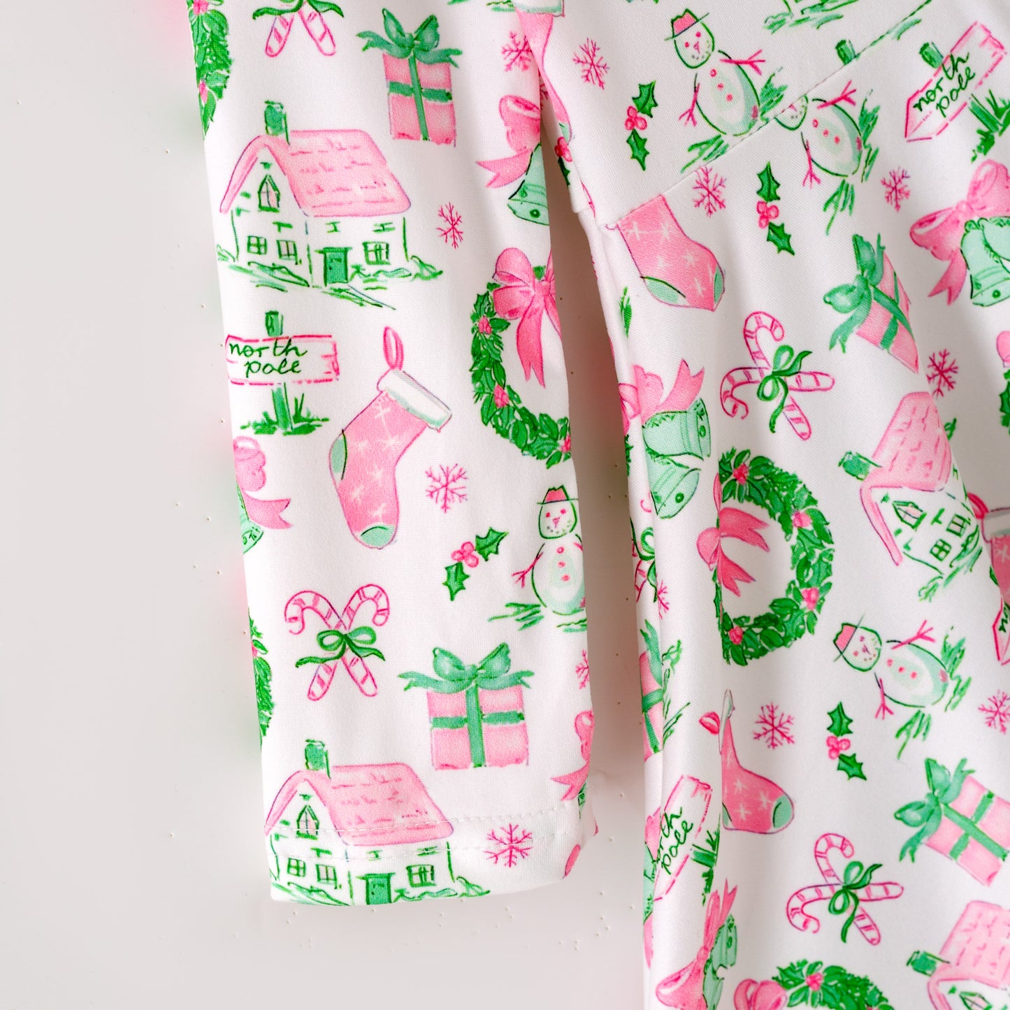 Girls Christmas Pink Snowman Ruffled Long Sleeves Dress