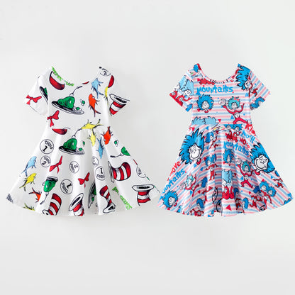Kids Summer Dr.Suess Fashion Print Twirl Dress