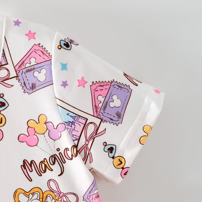 Girls Summer Cartoon Cute Magical Printed Party Outfits