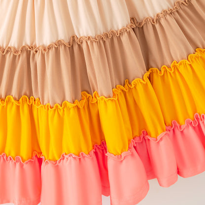 Mommy&Me Fall Autumn Pink Yellow Begie Smocked Maxi Dress