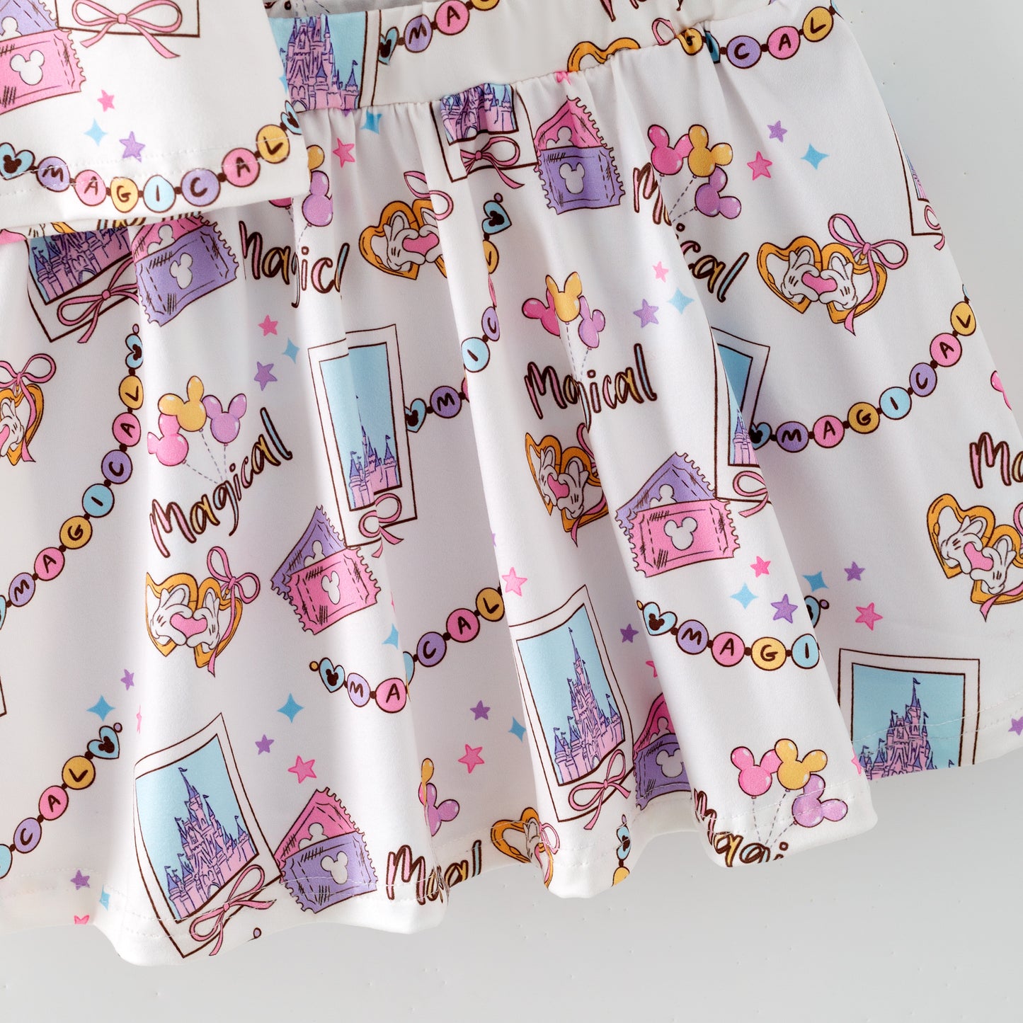 Girls Summer Cartoon Cute Magical Printed Party Outfits