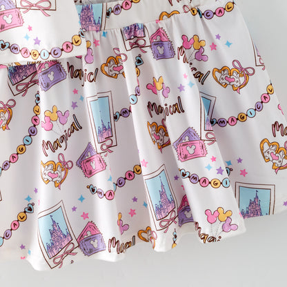Girls Summer Cartoon Cute Magical Printed Party Outfits