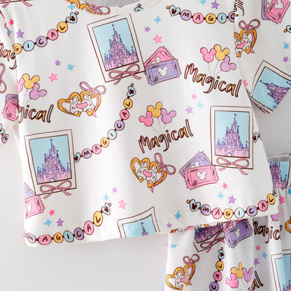 Girls Summer Cartoon Cute Magical Printed Party Outfits