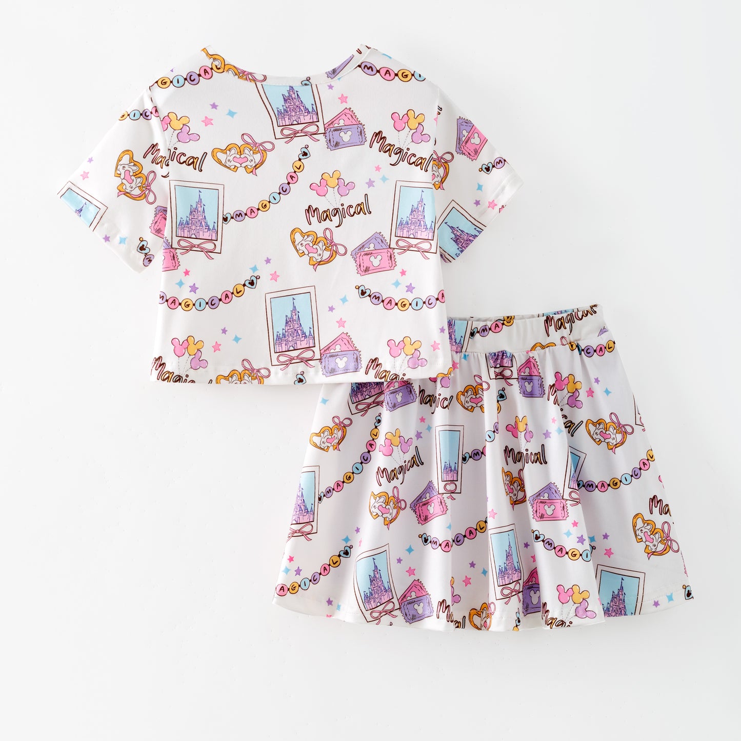 Girls Summer Cartoon Cute Magical Printed Party Outfits