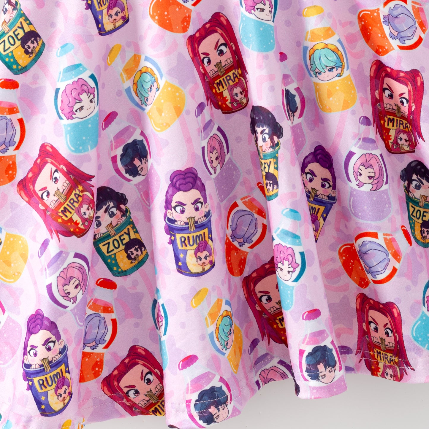 Kids Summer K-Pop Demon Hunter Fashion Print Twirl Dress
