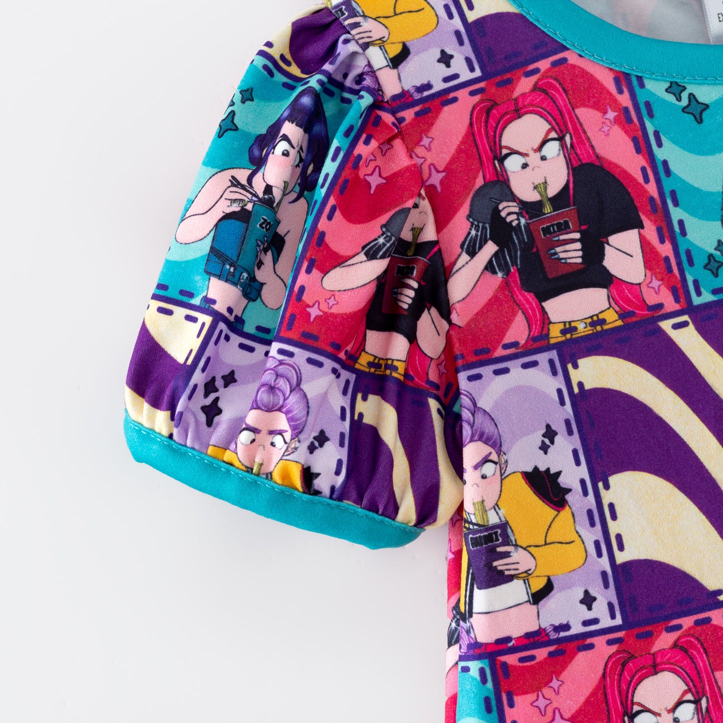 Kids Summer K-Pop Demon Hunter Fashion Print Twirl Dress