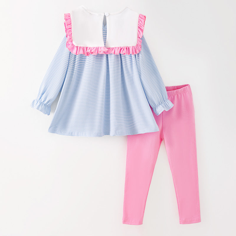 Girls Thanksgiving Day Pumpkin Carriage Embroidery Pant Set