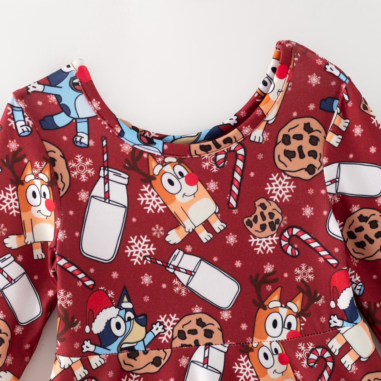 Kids Fall Christmas Bluey Cartoon Dress Pajamas Set