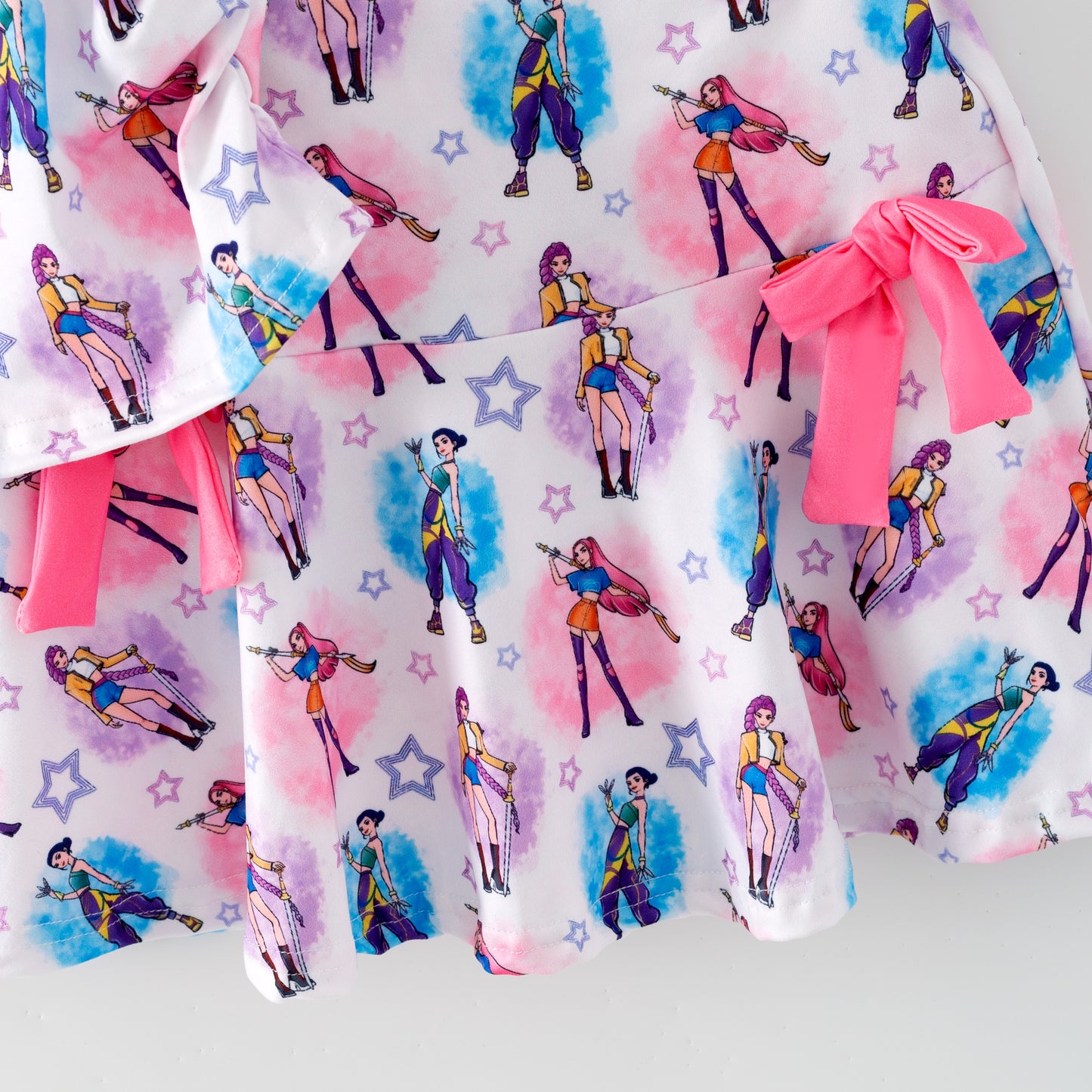 Girls Summer K-Pop Demon Hunter Print Slip Skirt Set