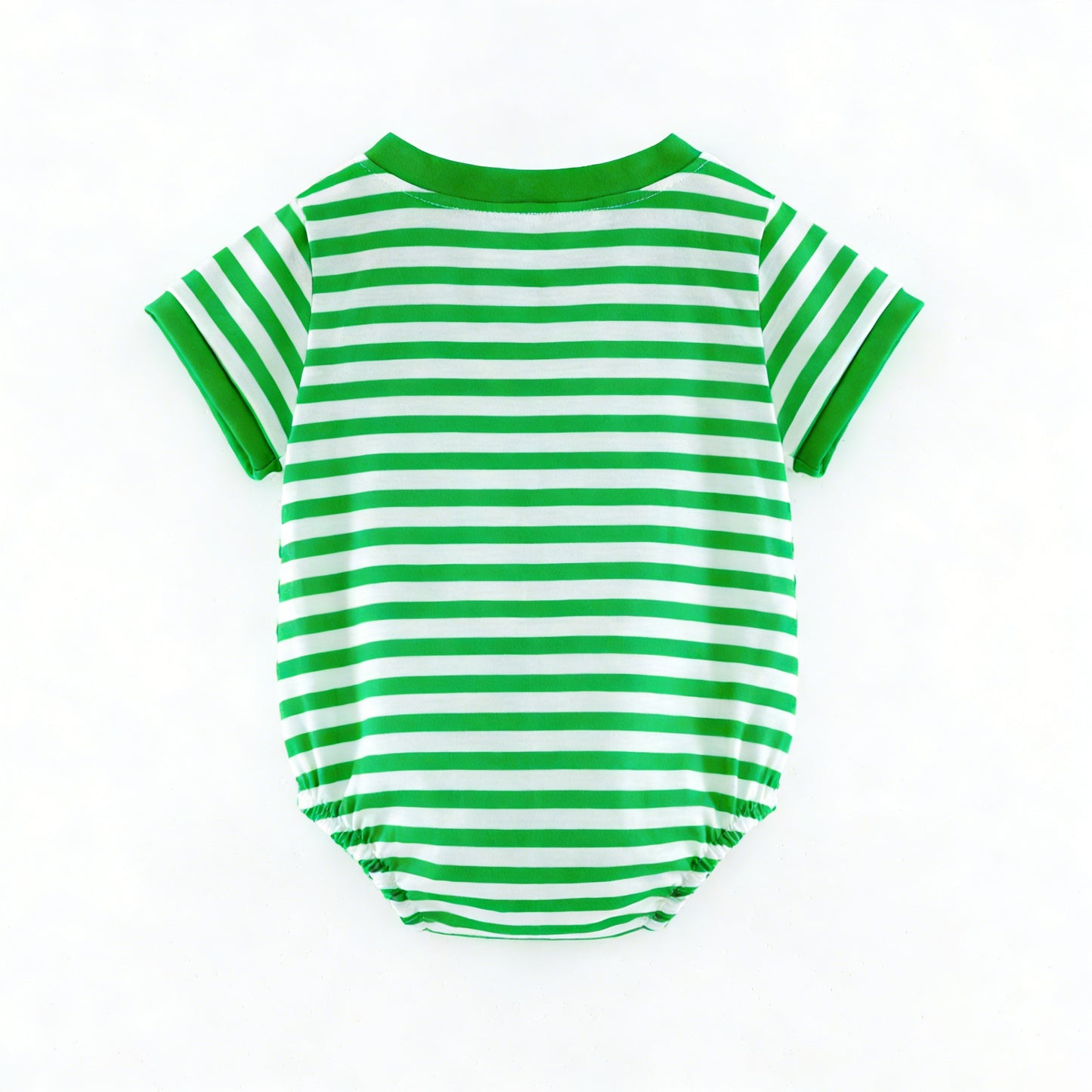 Boys Brother Summer Farm Embroidery Green Stripes Outfits