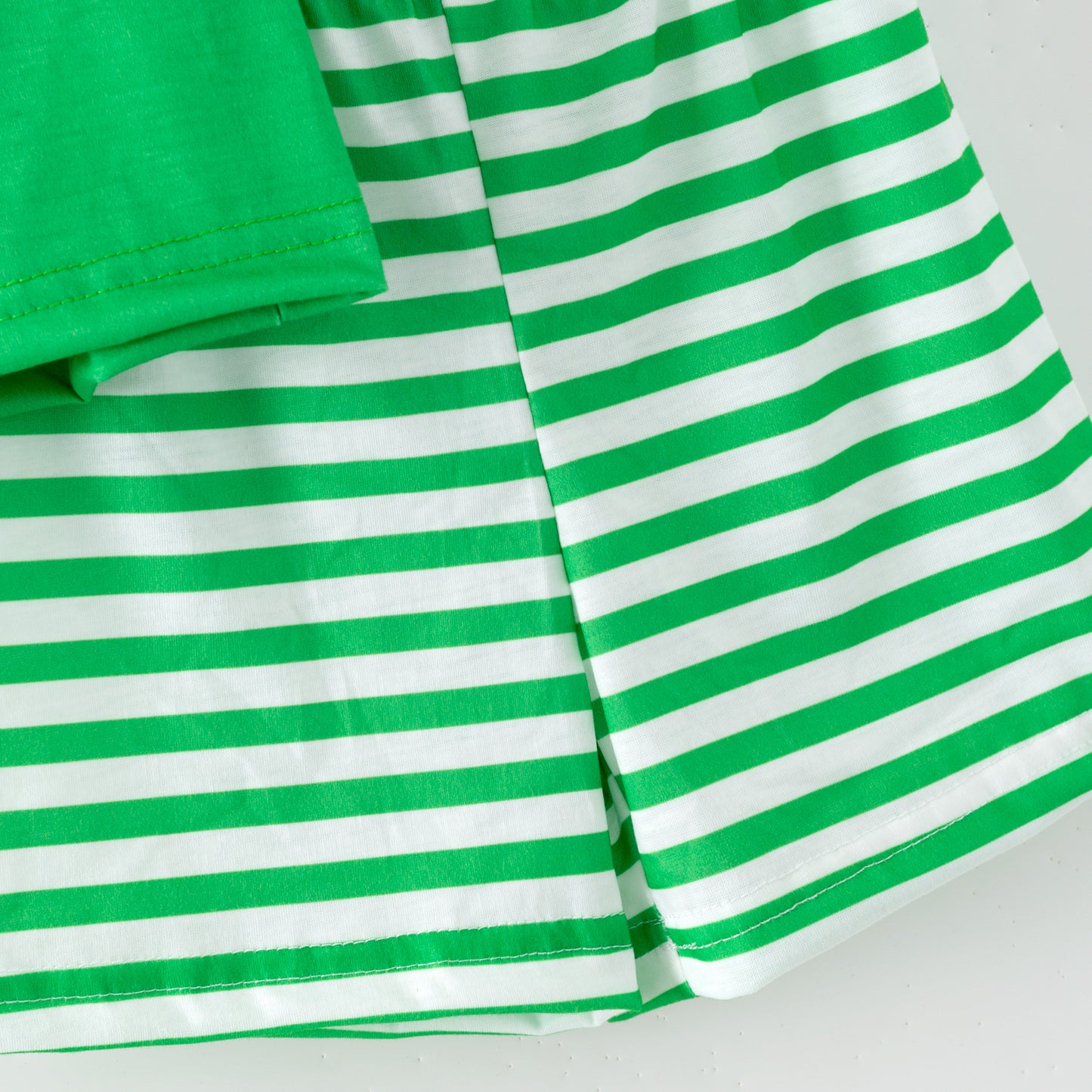 Boys Brother Summer Farm Embroidery Green Stripes Outfits