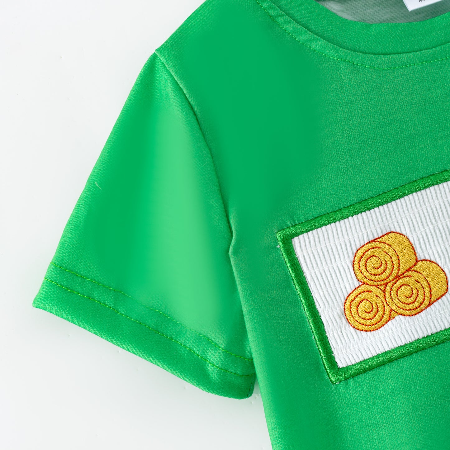 Boys Brother Summer Farm Embroidery Green Stripes Outfits