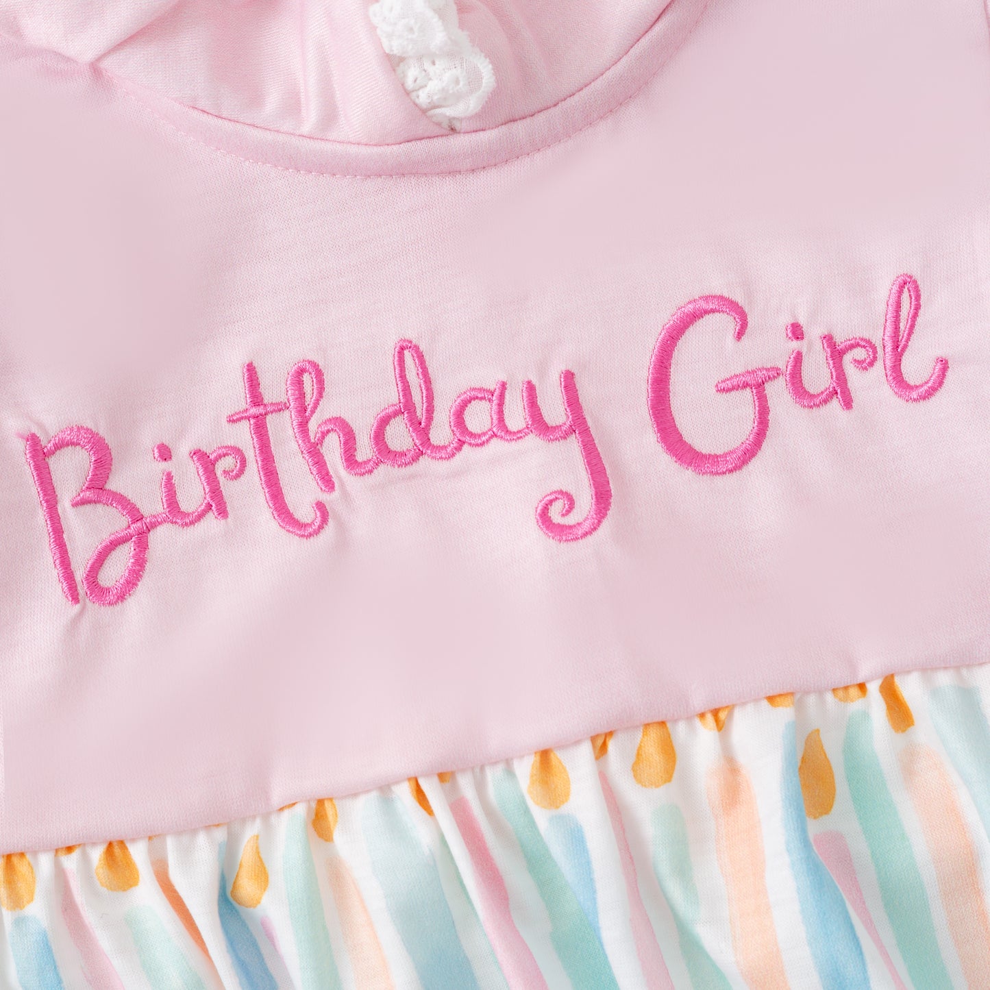 Kids Spring Summer Brithday Embroidery Candle Sibling Set