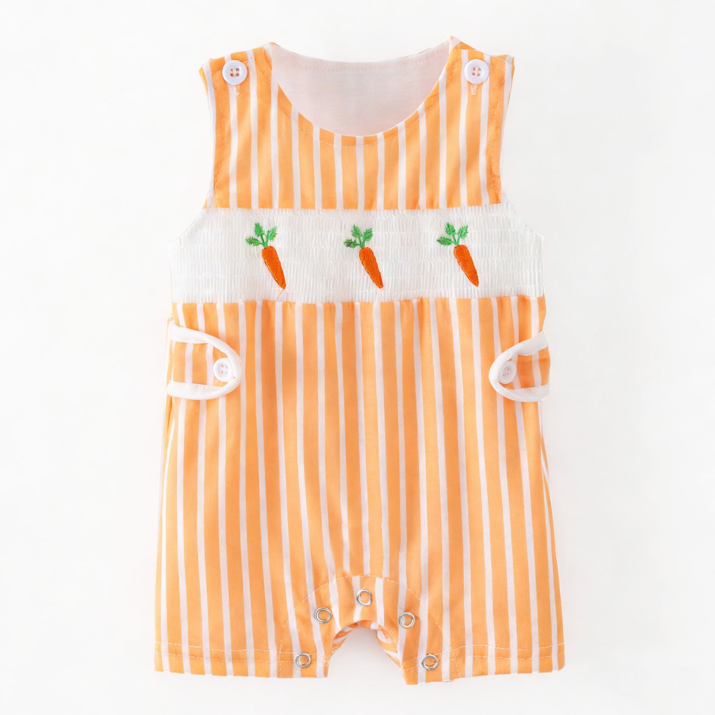 Easter Carrot Smocked Embroidery Collection – Orange Floral Bows | New Arrival