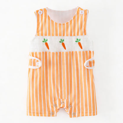 Easter Carrot Smocked Embroidery Collection – Orange Floral Bows | New Arrival
