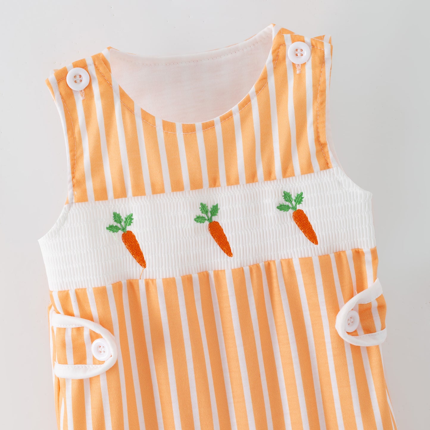Easter Carrot Smocked Embroidery Collection – Orange Floral Bows | New Arrival