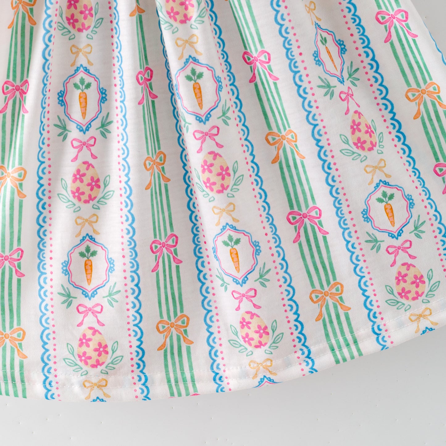 Easter Carrot Smocked Embroidery Collection – Orange Floral Bows | New Arrival
