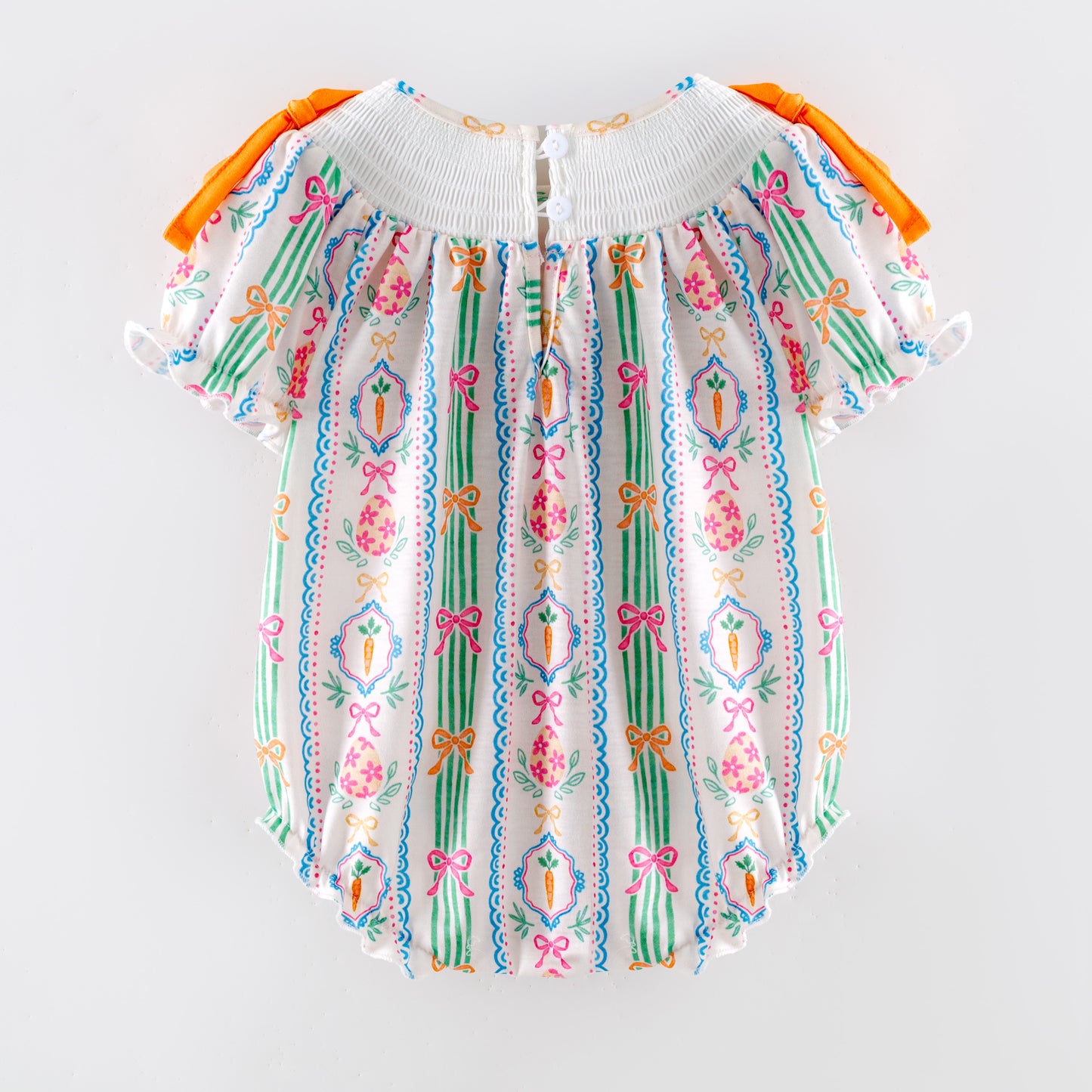 Easter Carrot Smocked Embroidery Collection – Orange Floral Bows | New Arrival