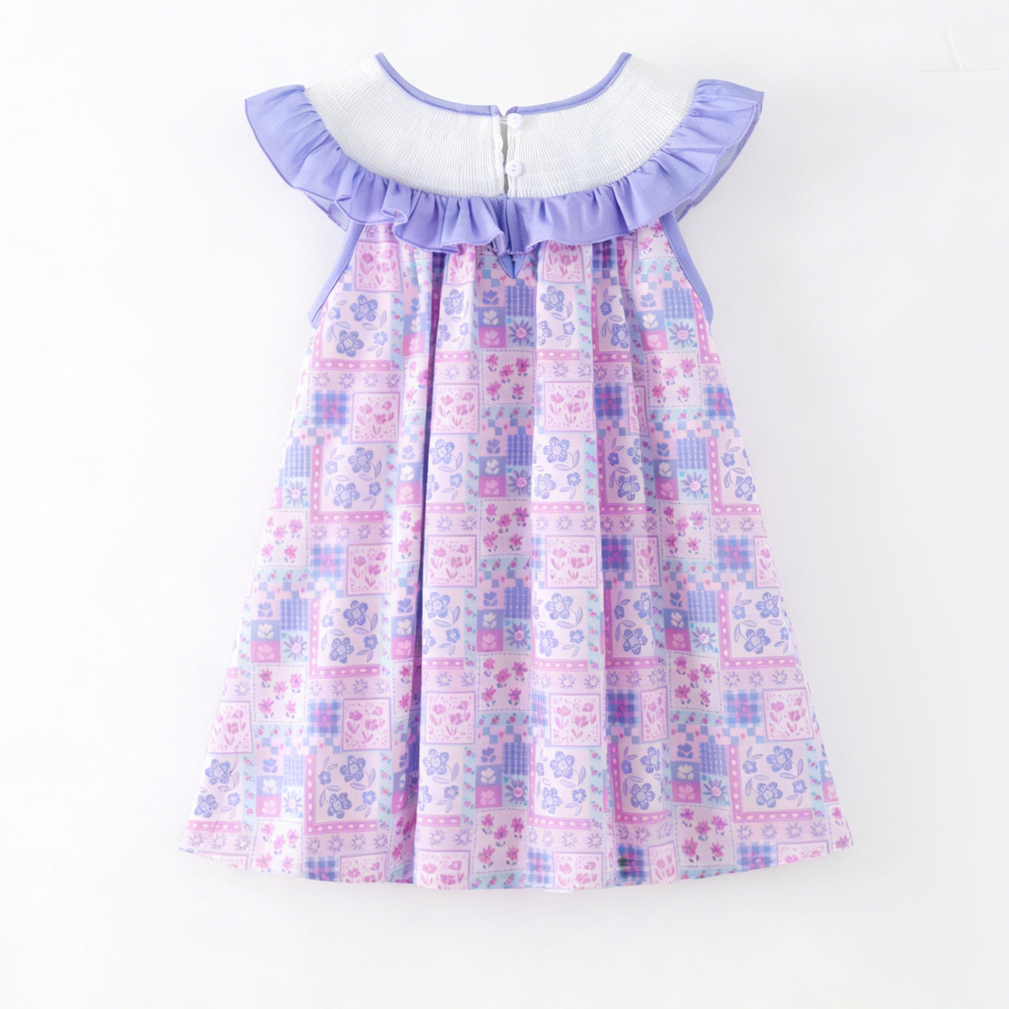 Summer Purple Floral CHILD OF GOD Embroidery Smocked Clothes Collection