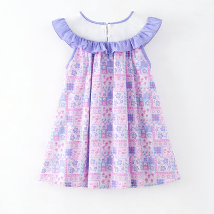 Summer Purple Floral CHILD OF GOD Embroidery Smocked Clothes Collection