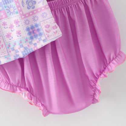 Summer Purple Floral CHILD OF GOD Embroidery Smocked Clothes Collection