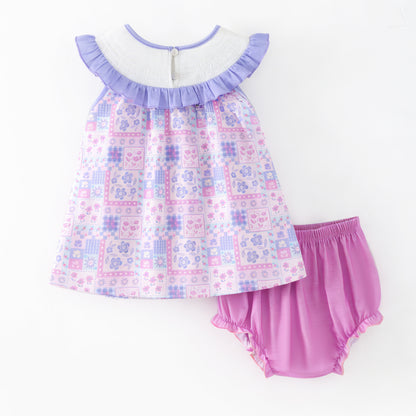 Summer Purple Floral CHILD OF GOD Embroidery Smocked Clothes Collection