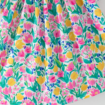 Spring Summer MAMA'S GIRL Embroidery Smock Floral Dress & Romper