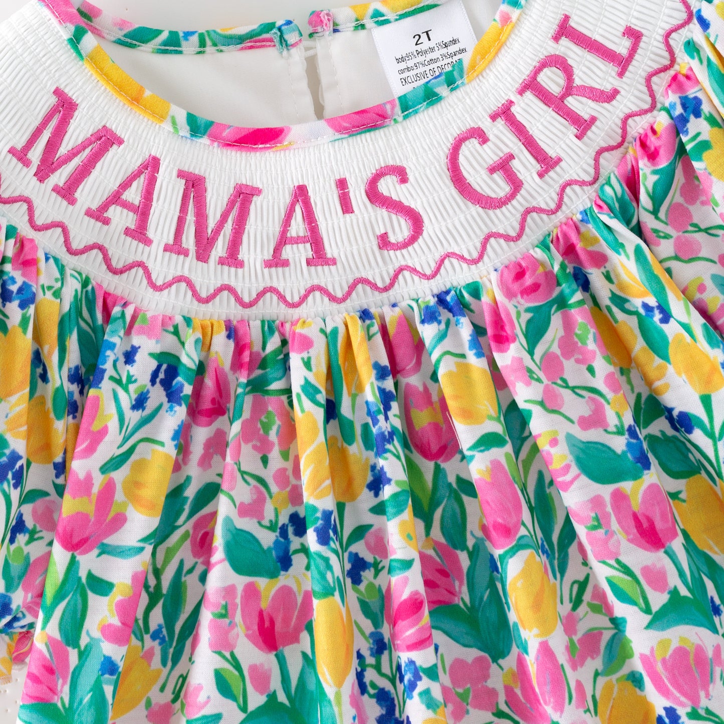 Spring Summer MAMA'S GIRL Embroidery Smock Floral Dress & Romper