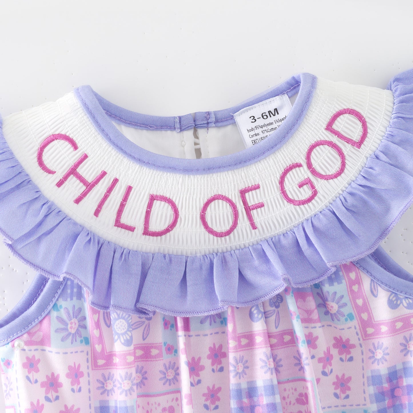 Summer Purple Floral CHILD OF GOD Embroidery Smocked Clothes Collection