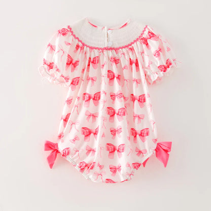 Baby Summer BIRTHDAY GIRL Pink Bow Embroidery Bubbles