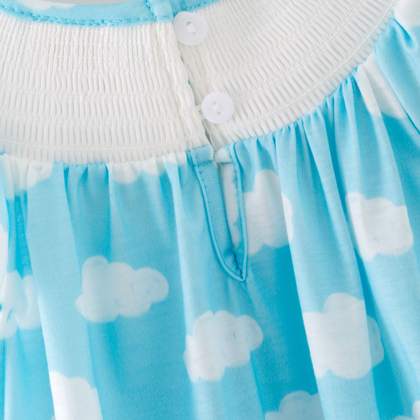 Kids Blue Cloud Cartoon Embroidery Smocked Sibling Clothes Collection