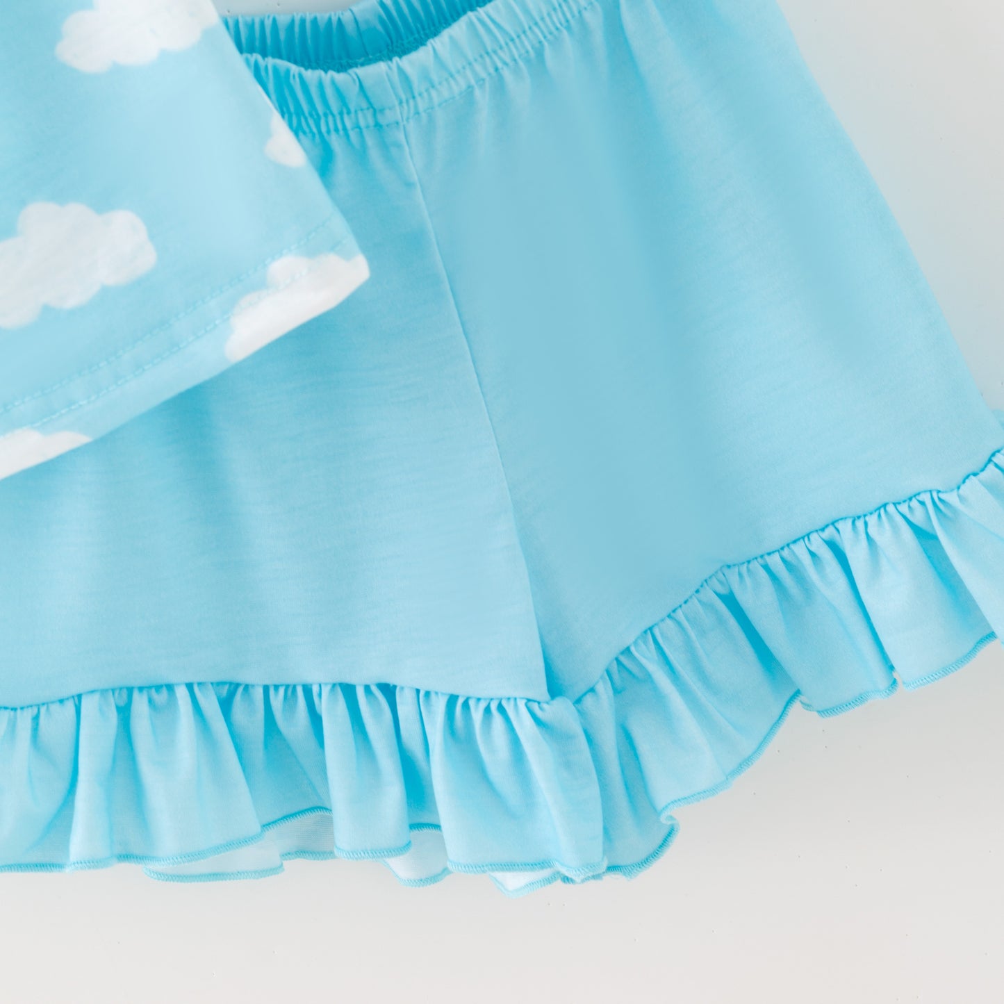 Kids Blue Cloud Cartoon Embroidery Smocked Sibling Clothes Collection