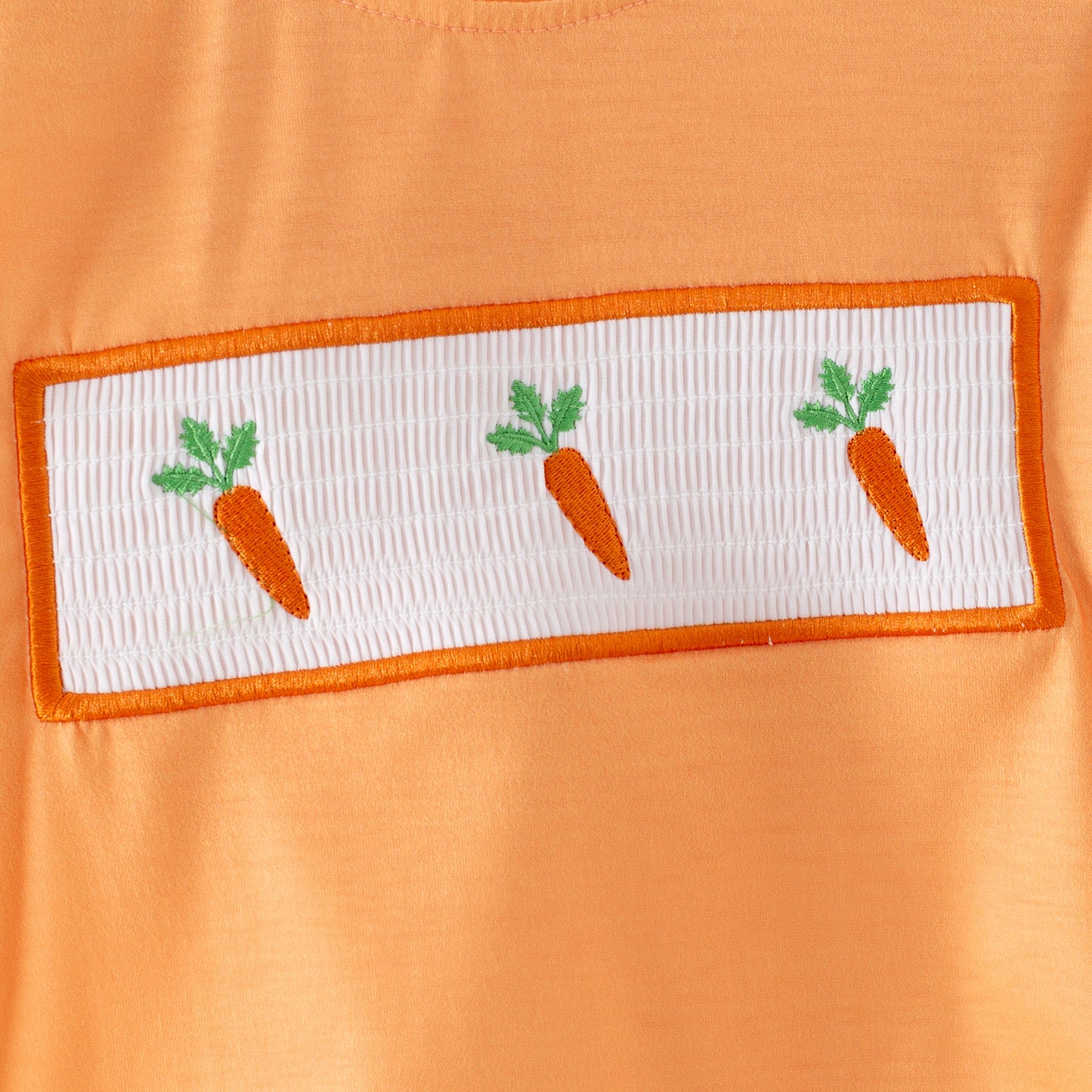 Easter Carrot Smocked Embroidery Collection – Orange Floral Bows | New Arrival