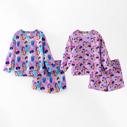 2026 Girls Summer Kpop Demon Hunter Sweatshirt Short Set