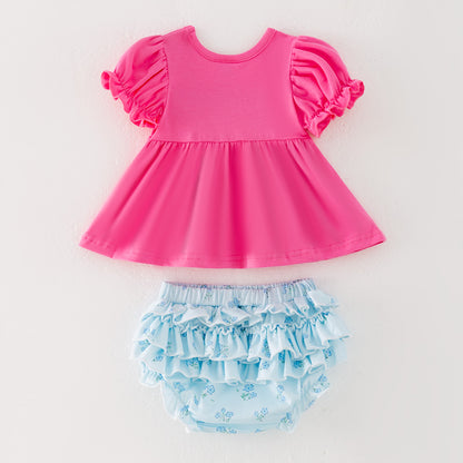 Baby Girls Summer Bow Embroidered Romper Set