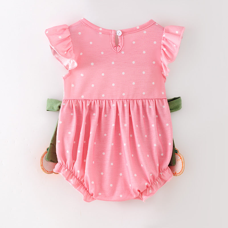 Baby Girls Halloween Fall Pumpkin Embroidery Smock Pink Bubbles