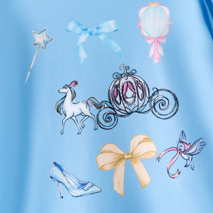 Girls Fall Princess Pumpkin Blue Pant Set