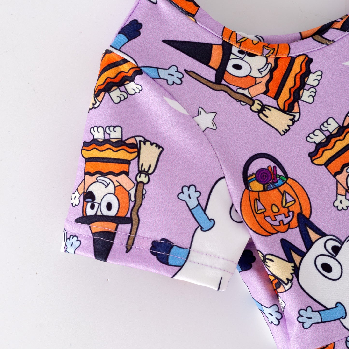 Girls Halloween Purple Ghost Pumpkin Bluey Twirl Dress