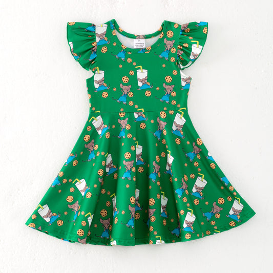 Girls Summer Dog Cookies Print Milk Silk Dress