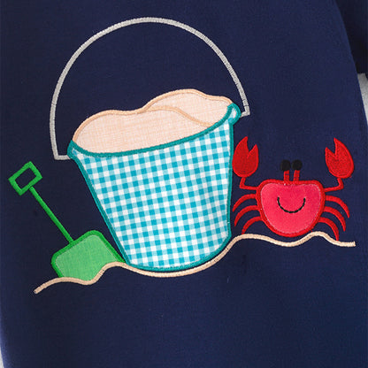Boys Summer Sea Beach Embroidered Cotton Short Set