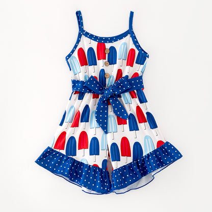 Girls July 4h Red Blue Popsicle Jumpsuit