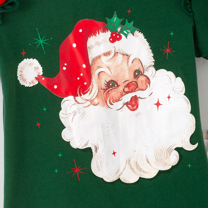 Girls Christmas Santa Print 2 Pieces Top+Pant Set