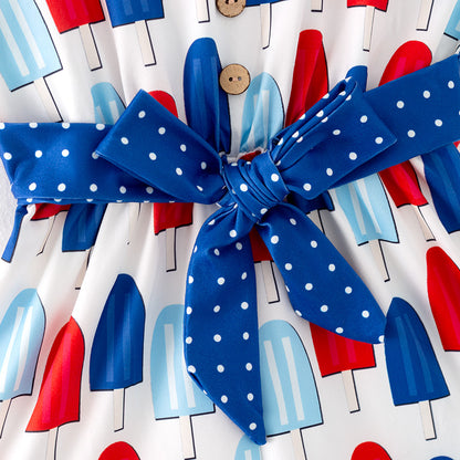 Girls July 4h Red Blue Popsicle Jumpsuit