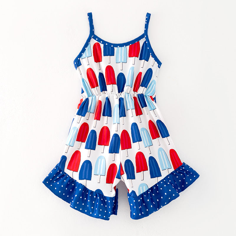 Girls July 4h Red Blue Popsicle Jumpsuit