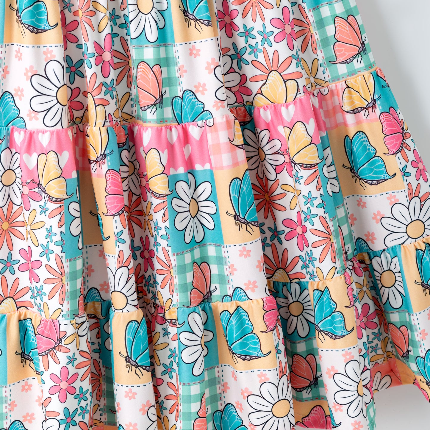 Mother's Day Mommy and Me Summer Bow Floral Butterfly Dress