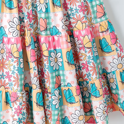 Mother's Day Mommy and Me Summer Bow Floral Butterfly Dress